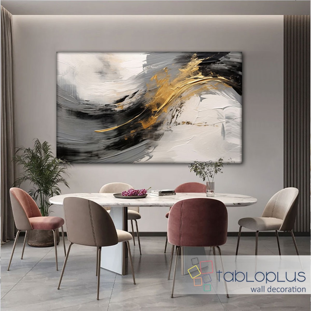 Abstract Gold Wave II Textured Partial Oil Painting - Wall Art